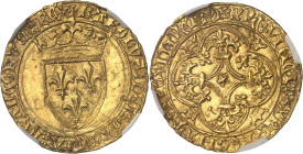 FRANCE / CAPÉTIENS - FRANCE / ROYAL
Charles VI (1380-1422). Écu d’or à la couronne, 5e émission ND (1411-1418), La Rochelle.
Av. + KAROLVSx DEIx GRACI...