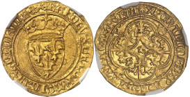 FRANCE / CAPÉTIENS - FRANCE / ROYAL
Charles VI (1380-1422). Écu d’or à la couronne, 5e émission ND (1411-1418), Saint-Lô.
Av. + KAROLVSx DEIx GRACIAx ...