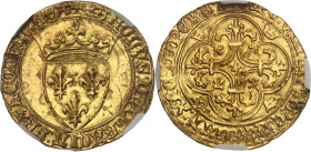 FRANCE / CAPÉTIENS - FRANCE / ROYAL
Charles VI (1380-1422). Écu d’or à la couronne, 5e émission ND (1411-1418), Toulouse.
Av. + KAROLVS: DEI: GRACIA: ...