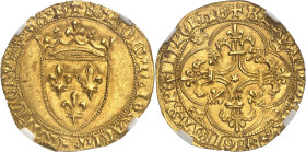 FRANCE / CAPÉTIENS - FRANCE / ROYAL
Charles (VII), dauphin et régent, au nom de Charles VI (1418-1422). Écu d’or, 2e type, 1ère émission ND (janvier à...