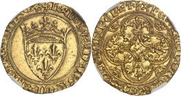 FRANCE / CAPÉTIENS - FRANCE / ROYAL
Charles VII (1422-1461). Écu d’or à la couronne 1er type, 3e émission ND (1424), Toulouse.
Av. +/* KAROLVS: DEI: G...