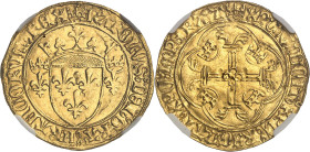 FRANCE / CAPÉTIENS - FRANCE / ROYAL
Charles VII (1422-1461). Écu d’or à la couronne 3e type, ou écu neuf, 6e émission ND (1450-1461), Saint-Lô.
Av. (c...
