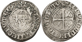 FRANCE / CAPÉTIENS - FRANCE / ROYAL
Charles VII (1422-1461). Blanc à la couronne 3e émission ND (1447-1455), V, Villefranche-de-Rouergue.
Av. (lis) KA...