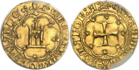 FRANCE / CAPÉTIENS - FRANCE / ROYAL
Charles VII (1422-1461). Génois d’Or ND (1458-1461), Gênes.
Av. (lis) :. C: REX: FRANCOR: D: IANVE .:. Portail gén...
