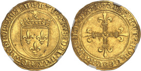 FRANCE / CAPÉTIENS - FRANCE / ROYAL
Charles VIII (1483-1498). Écu d’or au soleil, 1ère émission ND (1483-1494), B, Bourges.
Av. (couronnelle) KAROLVS:...