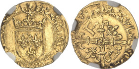 FRANCE / CAPÉTIENS - FRANCE / ROYAL
François Ier (1515-1547). Demi-écu d’or au soleil, 5e type, 3e émission ND (1536-1538), V, Villefranche-de-Rouergu...