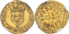 FRANCE / CAPÉTIENS - FRANCE / ROYAL
François Ier (1515-1547). Écu d’or à la croisette ND (1541-1545), B, Rouen.
Av. FRANCISCVS: DEI: GRA: FRANCORVM (d...