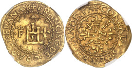 FRANCE / CAPÉTIENS - FRANCE / ROYAL
François Ier (1515-1547). Écu d’or au soleil, comme seigneur de Gênes ND (1527-1528), Gênes.
Av. + FRANCISC. DEI. ...