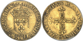 FRANCE / CAPÉTIENS - FRANCE / ROYAL
Henri IV (1589-1610). Écu d’or au soleil, 2e type 1595, &, Aix-en-Provence.
Av. (à 12 h.) HENRICVS. IIII. D. G. FR...