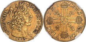 FRANCE / CAPÉTIENS - FRANCE / ROYAL
Louis XIII (1610-1643). Double louis d’or, 2e type à la grosse tête et légende “LVDO” 1640, A, Paris.
Av. LVDO. XI...
