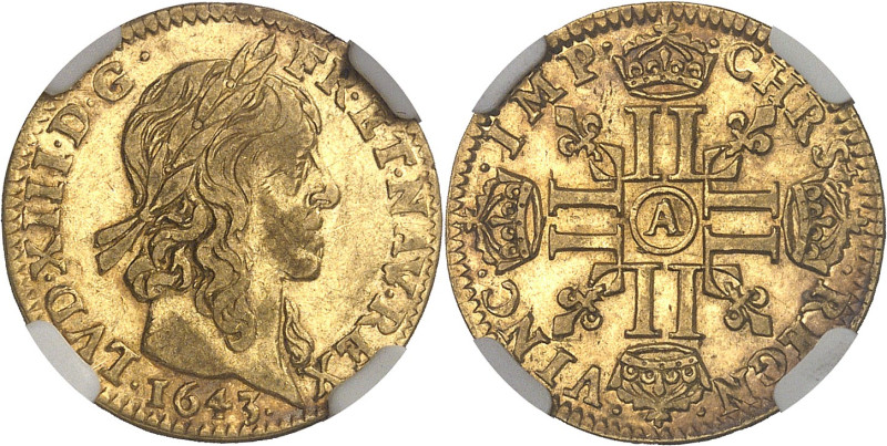 FRANCE / CAPÉTIENS - FRANCE / ROYAL
Louis XIII (1610-1643). Demi-louis d’or 1643...