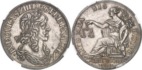 FRANCE / CAPÉTIENS - FRANCE / ROYAL
Louis XIII (1610-1643). Essai de l’Écu de 60 sols à la Monnaie assise, par J. Warin 1641, Paris.
Av. .LVDOVICVS. X...