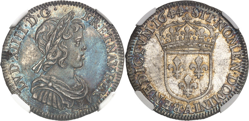 FRANCE / CAPÉTIENS - FRANCE / ROYAL
Louis XIV (1643-1715). Quart d’écu à la mèch...