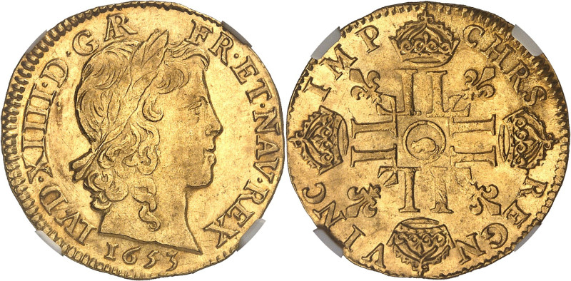 FRANCE / CAPÉTIENS - FRANCE / ROYAL
Louis XIV (1643-1715). Louis d’or à la mèche...