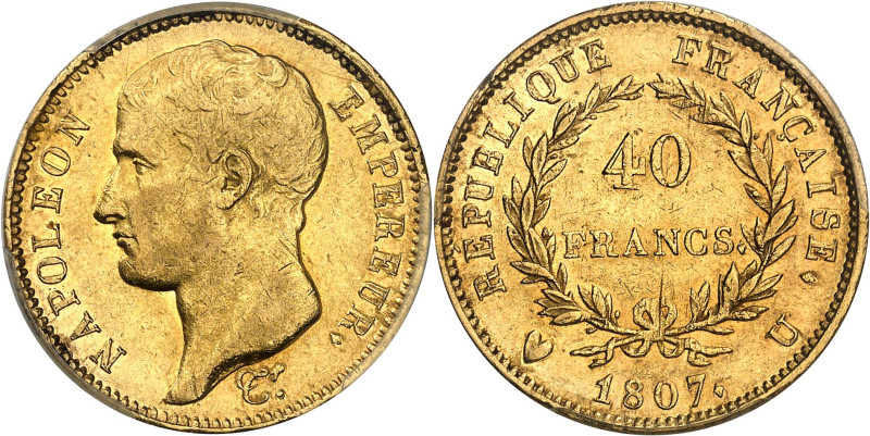 FRANCE
Premier Empire / Napoléon Ier (1804-1814). 40 francs type transitoire, tê...