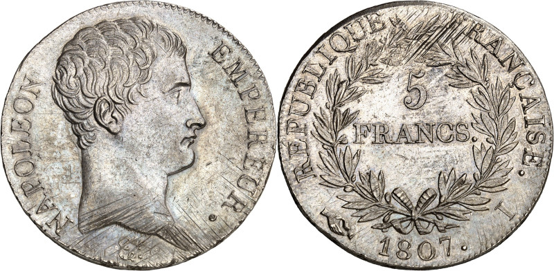 FRANCE
Premier Empire / Napoléon Ier (1804-1814). 5 francs Empereur, calendrier ...