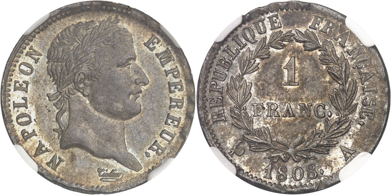 FRANCE
Premier Empire / Napoléon Ier (1804-1814). 1 franc République 1808, A, Pa...