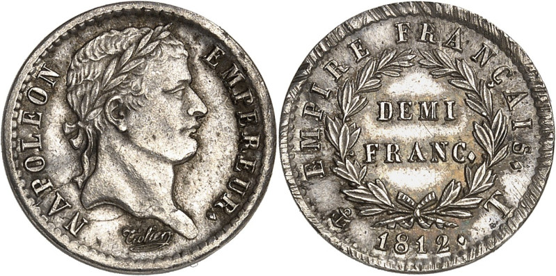 FRANCE
Premier Empire / Napoléon Ier (1804-1814). Demi-franc Empire 1812, T, Nan...