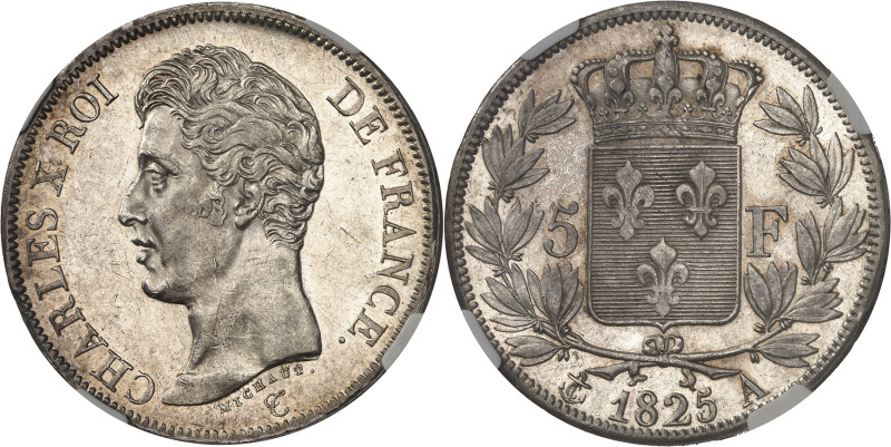 FRANCE
Charles X (1824-1830). 5 francs, 1er type 1825, A, Paris.
Av. CHARLES X R...