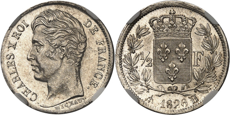 FRANCE
Charles X (1824-1830). 1/2 franc 1826, H, La Rochelle.
Av. CHARLES X ROI ...