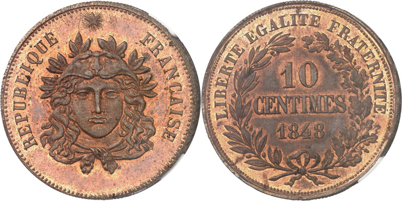 FRANCE
IIe République (1848-1852). Essai-piéfort de 10 centimes, concours de 184...