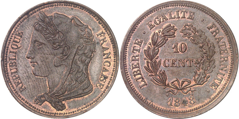 FRANCE
IIe République (1848-1852). Essai-piéfort de 10 centimes, concours de 184...