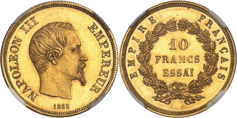 FRANCE
Second Empire / Napoléon III (1852-1870). Essai de 10 francs tête nue gr...