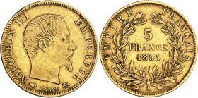 FRANCE
Second Empire / Napoléon III (1852-1870). 5 francs tête nue, grand module 1855, A, Paris.
Av. NAPOLEON III EMPEREUR. Tête nue à droite, au-de...