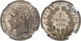 FRANCE
Second Empire / Napoléon III (1852-1870). 1 franc tête nue 1854, A, Paris.
Av. (différent) NAPOLEON III - EMPEREUR (différent). Tête nue à ga...