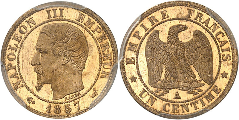 FRANCE
Second Empire / Napoléon III (1852-1870). Un centime tête nue, Flan brun...