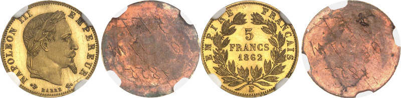 FRANCE
Second Empire / Napoléon III (1852-1870). Paire d’essais unifaces en bro...