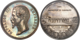 FRANCE
Second Empire / Napoléon III (1852-1870). Médaille, Chemin de fer de l’Ouest (Paris à Brest), par A. Bovy 1855, Paris.
Av. NAPOLEON III - EMP...