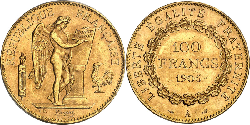 FRANCE
IIIe République (1870-1940). 100 francs Génie 1906, A, Paris.
Av. RÉPUB...