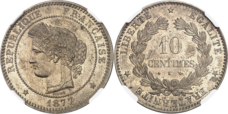 FRANCE
IIIe République (1870-1940). Épreuve de 10 centimes Cérès en maillechort...