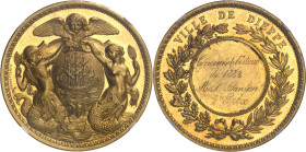 FRANCE
IIIe République (1870-1940). Médaille d’Or, Concours de bestiaux, 1er prix 1883, Rouen (Hamel).
Av. Armes de la ville de Dieppe, d’azur et de...