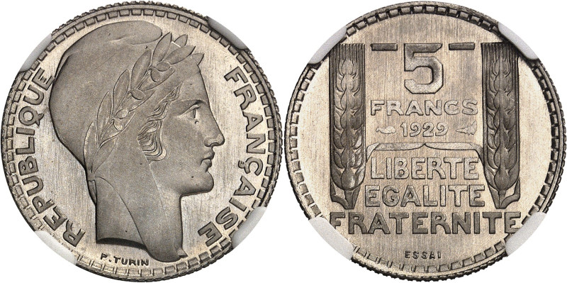 FRANCE
IIIe République (1870-1940). Essai de frappe de 5 francs Turin en nickel...