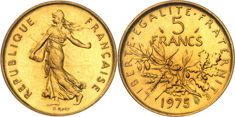 FRANCE
Ve République (1958 à nos jours). Piéfort de 5 francs Semeuse, Frappe sp...