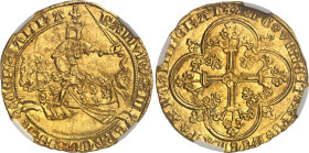FRANCE / FÉODALES - FRANCE / FEUDAL
Orange (Principauté d’), Raymond V (1340-1393). Franc à cheval ND (après 1360), Orange.
Av. (cornet) RAHVNDVS: D...