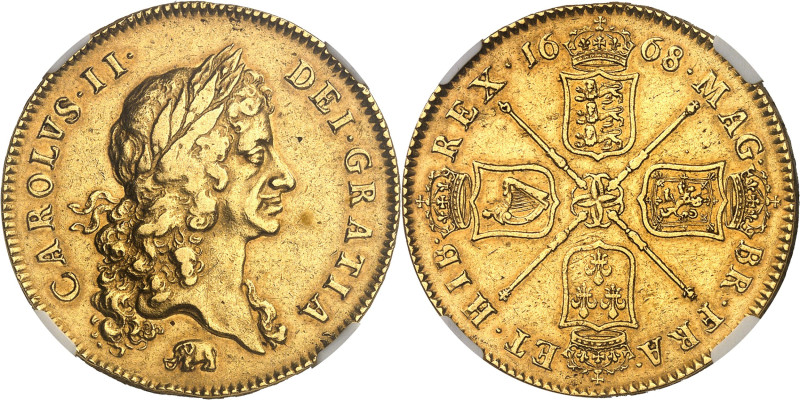 GRANDE-BRETAGNE - UNITED KINGDOM
Charles II (1660-1685). 5 guinées à l’éléphant...