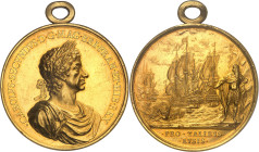 GRANDE-BRETAGNE - UNITED KINGDOM
Charles II (1660-1685). Médaille d’Or au module de 20 guinées, Bataille de Lowestoft, par J. Roëttiers 1665, Londres...
