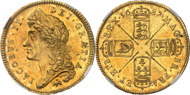 GRANDE-BRETAGNE - UNITED KINGDOM
Jacques II (1685-1688). 5 guinées, 1er buste, ...