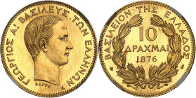 GRÈCE - GREECE
Georges Ier (1863-1913). 10 drachmes Or, Frappe spéciale (SP) 1876, A, Paris.
Av. ΓΕΩΡΓΙΟΣ Α! ΒΑΣΙΛΕΥΣ ΤΩΝ ΕΛΛΗΝΩΝ. Tête nue à droite...