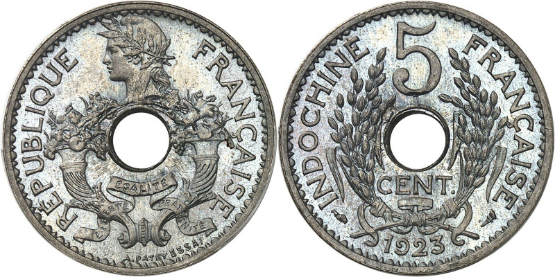 INDOCHINE - INDOCHINA
IIIe République (1870-1940). Essai-piéfort de 5 cent(ième...