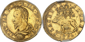 ITALIE - ITALY
Parme et Plaisance (duchés de), Alexandre Farnèse (1586-1592). 2 doppie datée 1590 AC, Piacenza.
Av. ALEX. FAR. PLAC. [ET]. PAR. DVX....