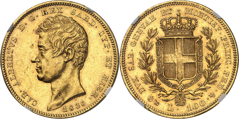 ITALIE - ITALY
Savoie-Sardaigne, Charles-Albert (1831-1849). 100 lire 1836, anc...