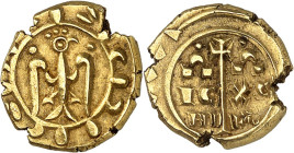 ITALIE - ITALY
Sicile (royaume de), Frédéric II (1197-1250). Tari (multiple de) ND (1231-1250), Brindisi.
Av. Pseudo-légende. Aigle éployée, tête à ...