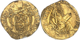 ITALIE - ITALY
Vatican, Paul V (1605-1621). Quadruple écu d’or 1611 - An VI, Rome.
Av. PAVLVS+ V+ PONT+ MAX+ AN+ (date). Écu aux armes des Borghèse,...