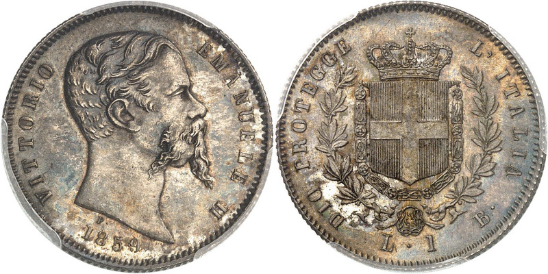 ITALIE - ITALY
Victor-Emmanuel II, roi élu (1859-1861). 1 lire, 1er type 1859, ...