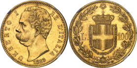 ITALIE - ITALY
Umberto I (1878-1900). 100 lire 1883, R, Rome.
Av. UMBERTO I RE D’ITALIA. Tête nue à gauche, signature SPERANZA ; au-dessous (date). ...