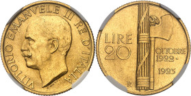 ITALIE - ITALY
Victor-Emmanuel III (1900-1946). 20 lire au faisceau 1923, R, Rome.
Av. VITTORIO EMANVELE III RE D’ITALIA. Tête nue à gauche, signatu...